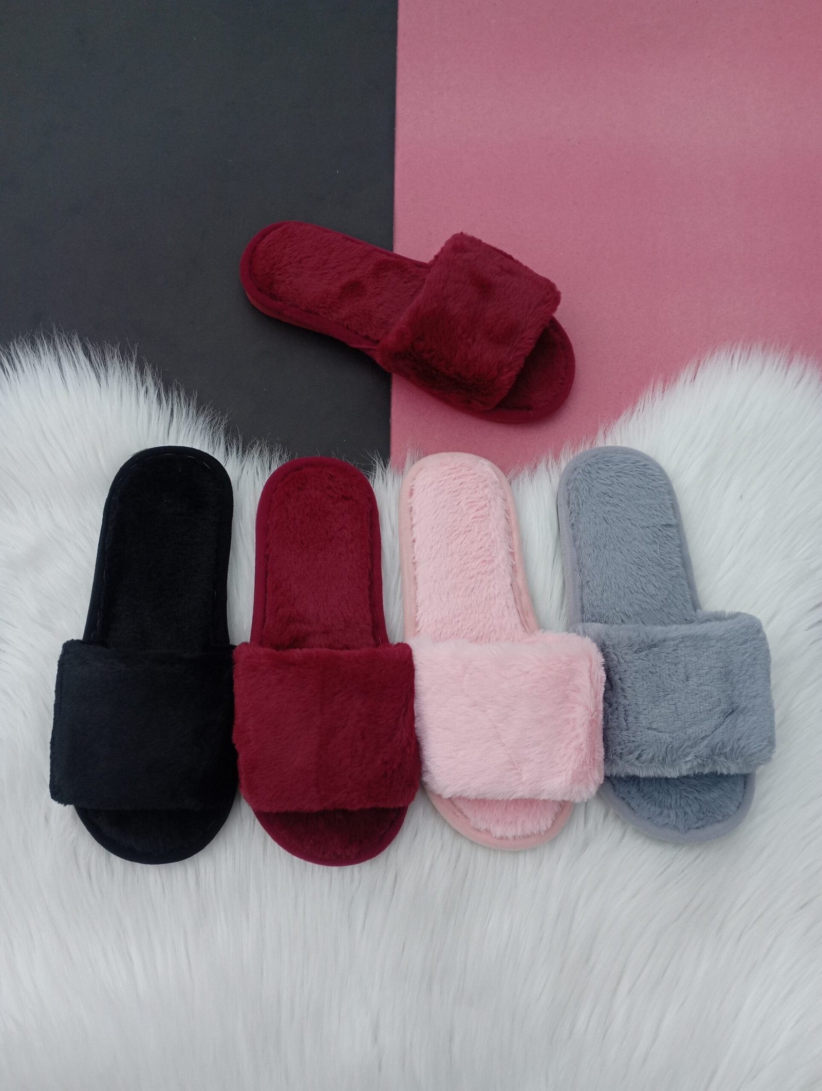 Fur slides for on sale women