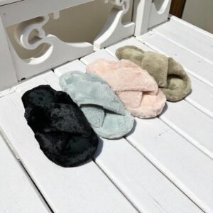Cross Fur Slides