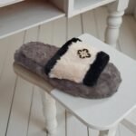 Studs Fur Slides-Beige