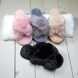 Cross Fur Slides