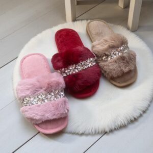 Crystal Fur Slides
