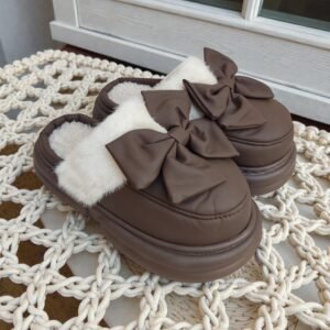 Leather Fur Shoe-Coffee