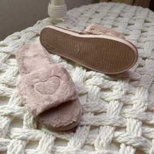 Heart Fur Slides-Brown