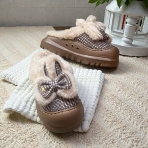 Check Bow Mules-Cofee