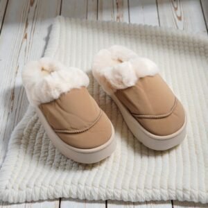 Plain Fur Mules-Skin