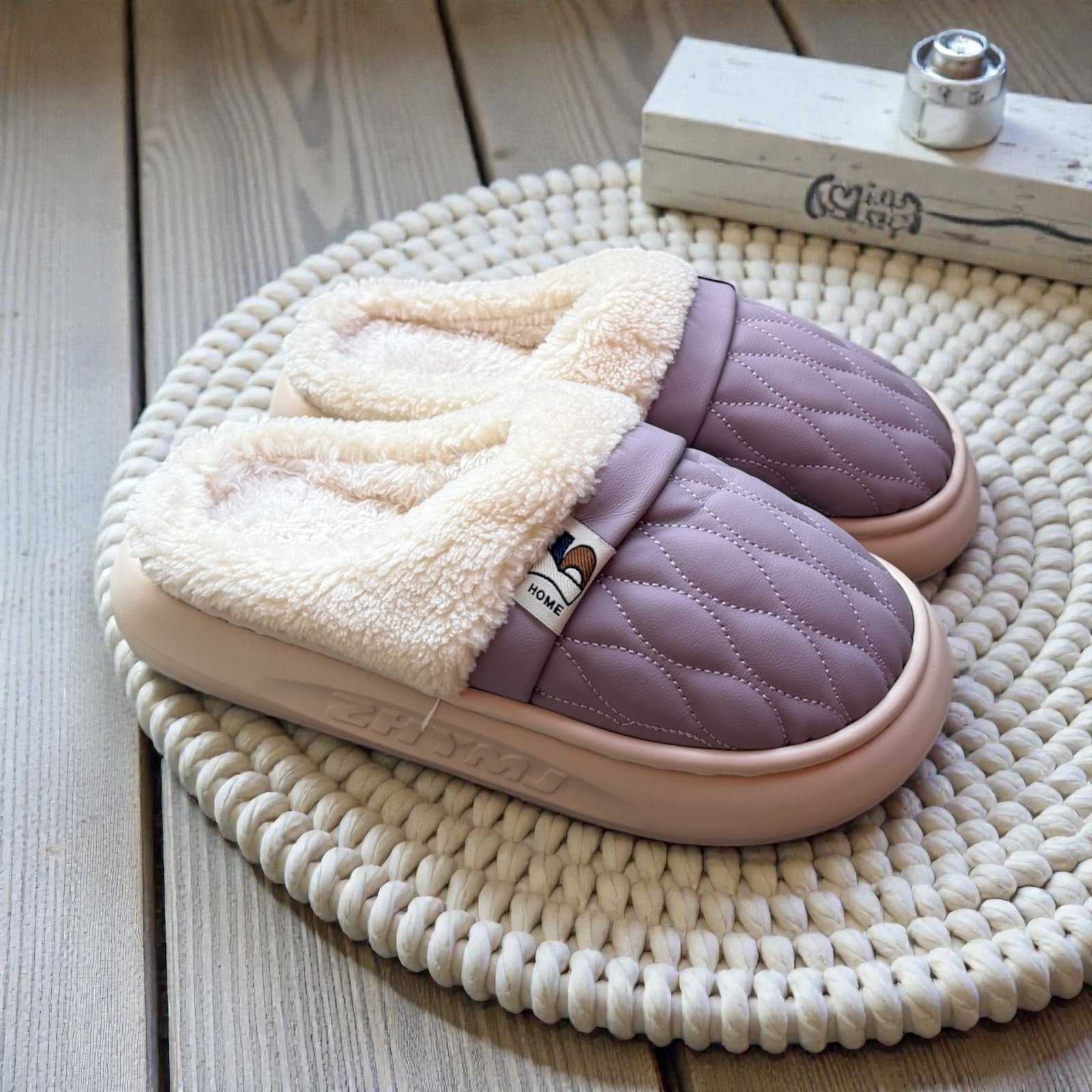 Fur Slippers-Purple