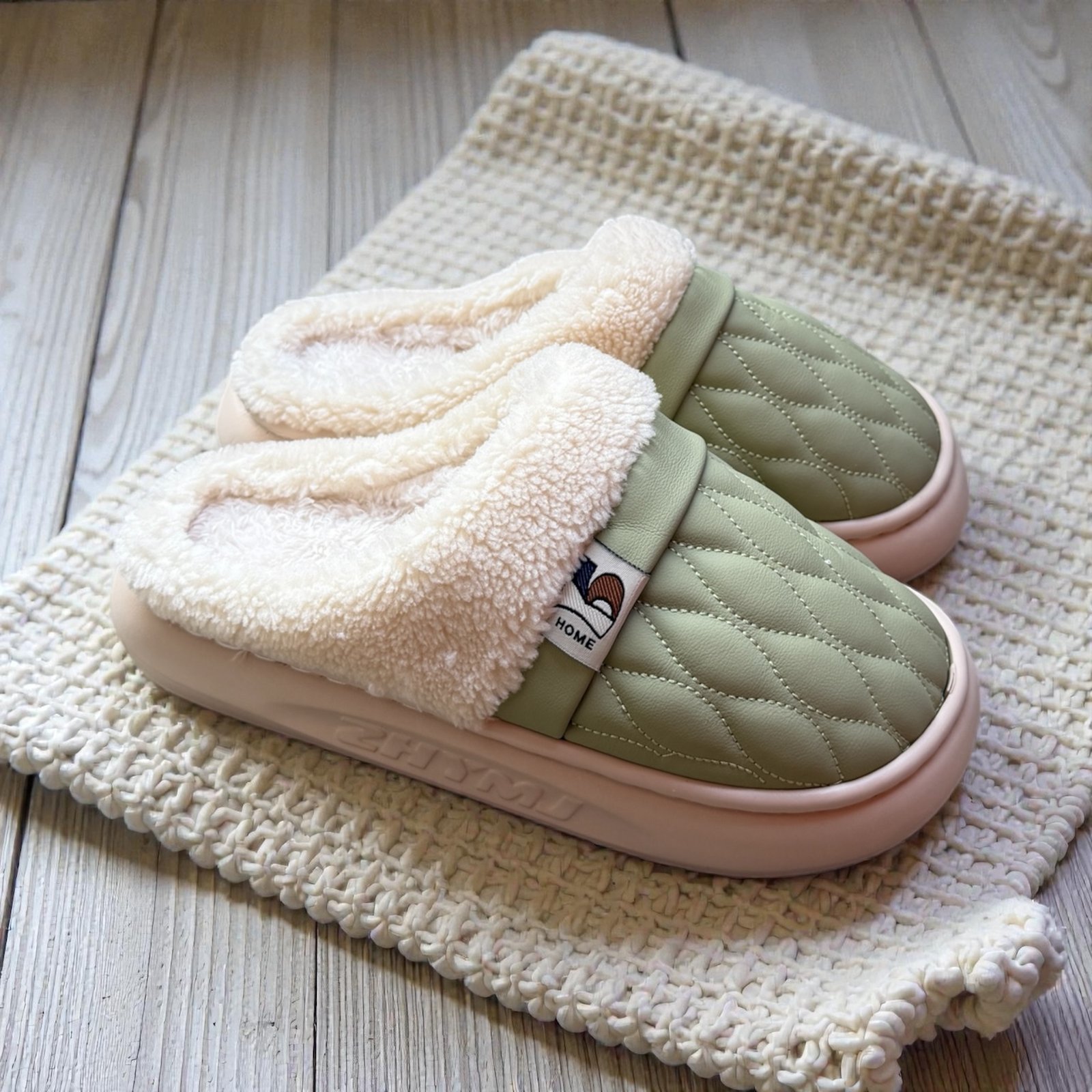 Fur Slippers-Green
