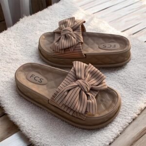Lines Bow Slides-Brown