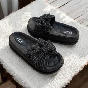 Lines Bow Slides-Black