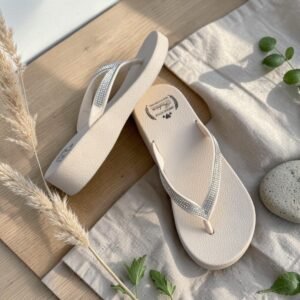 Crystal Strap Flip Flop White