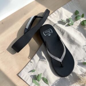 Crystal Strap Flip Flop Black