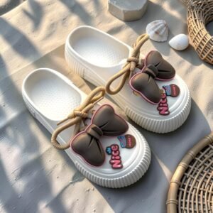 Chunky Bow Clog-White
