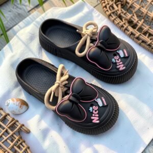 Chunky Bow Clog-Black