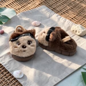 Kids Fur Mules-Brown