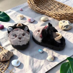 Kids Fur Mules-Black
