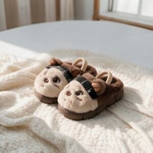 Kids Fur Mules-Brown