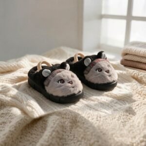 Kids Fur Mules-Black
