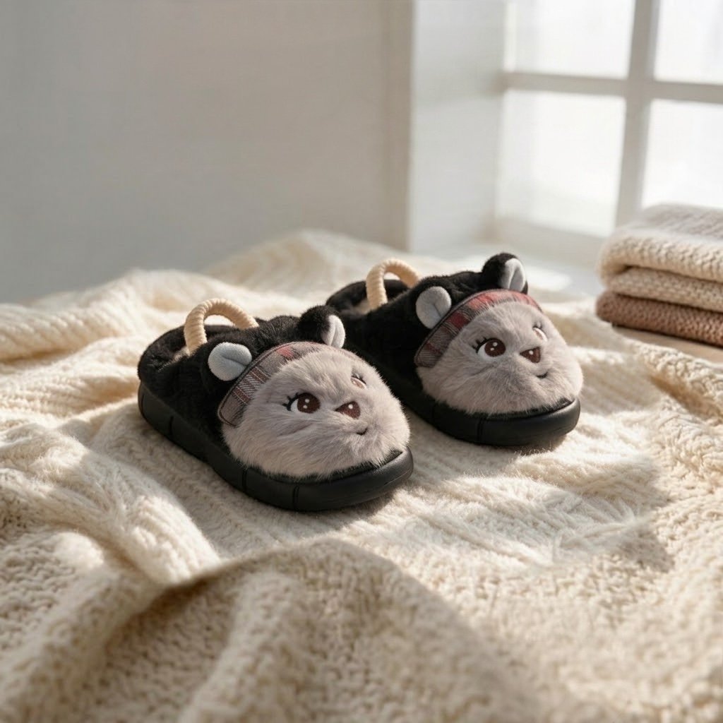 Kids Fur Mules-Black