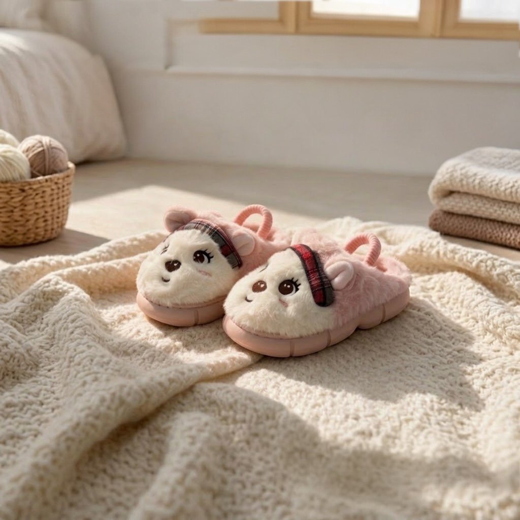 Kids Fur Mules-Pink