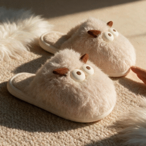 Furry Monster Mules-Beige